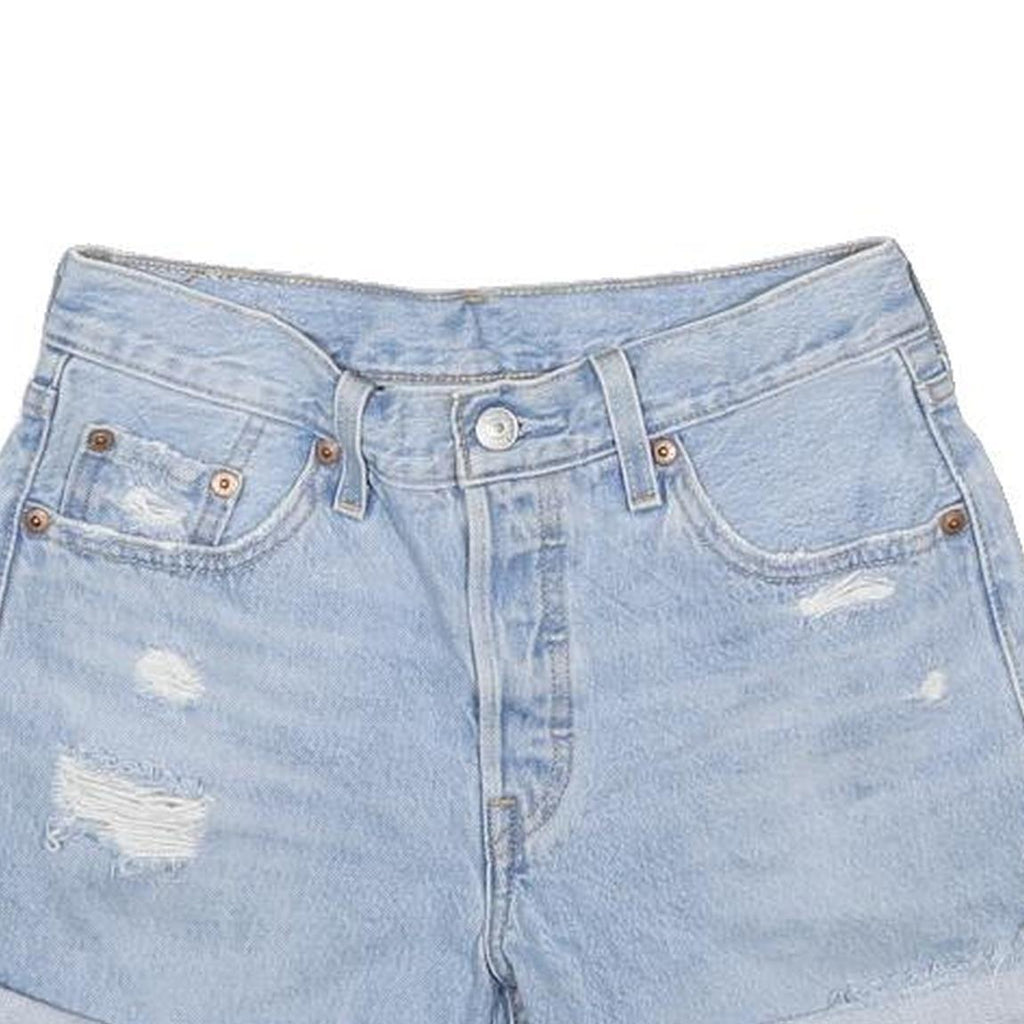 LEVI'S Womens Light Blue Denim Casual Shorts XS W25 Distressed Cuffed