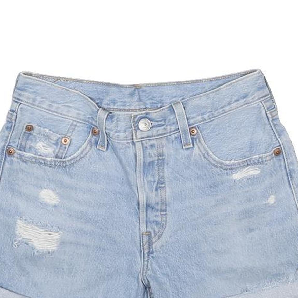 LEVI'S Womens Light Blue Denim Casual Shorts XS W25 Distressed Cuffed