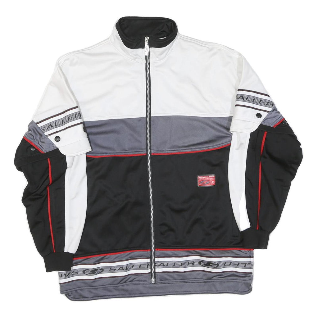 SALLER Mens White & Black Basketball Zip Polyester Blend Jacket S Sportswear