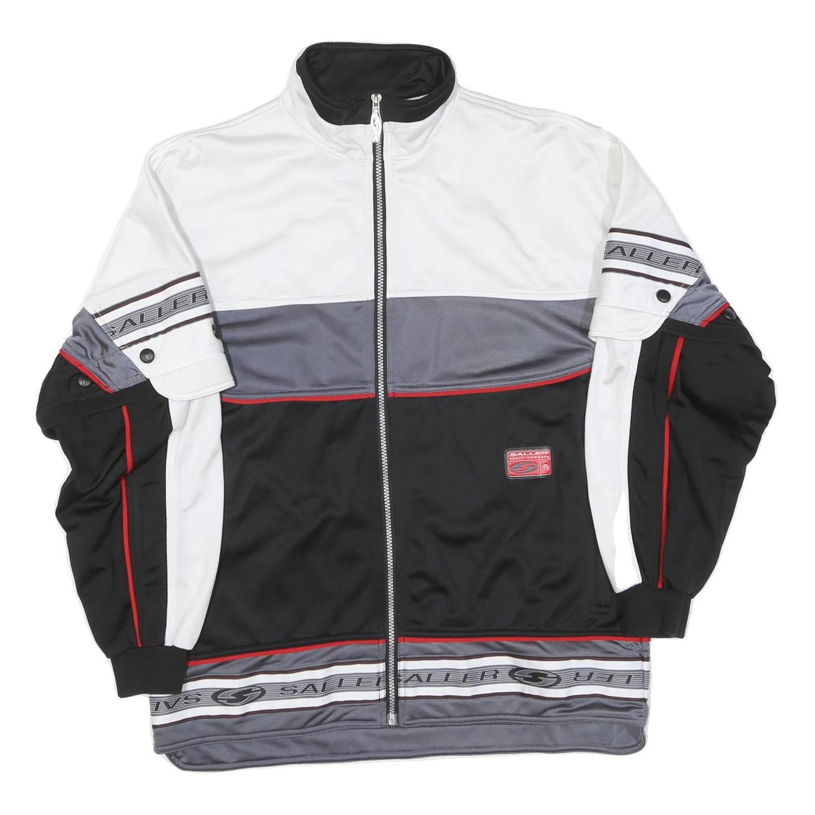 SALLER Mens White & Black Basketball Zip Polyester Blend Jacket S Sportswear