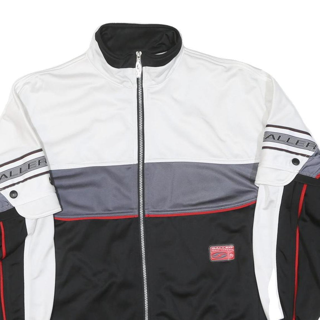 SALLER Mens White & Black Basketball Zip Polyester Blend Jacket S Sportswear