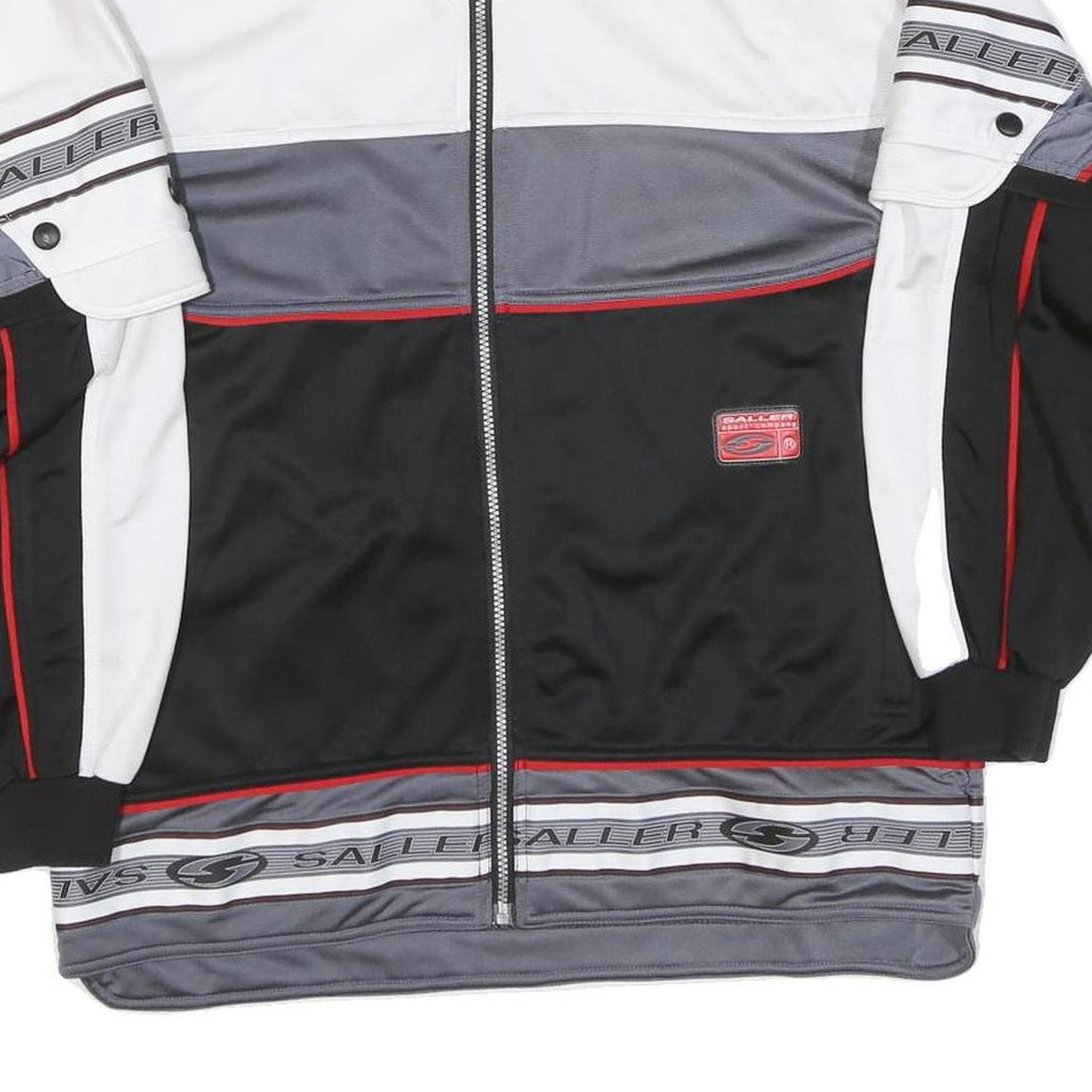 SALLER Mens White & Black Basketball Zip Polyester Blend Jacket S Sportswear