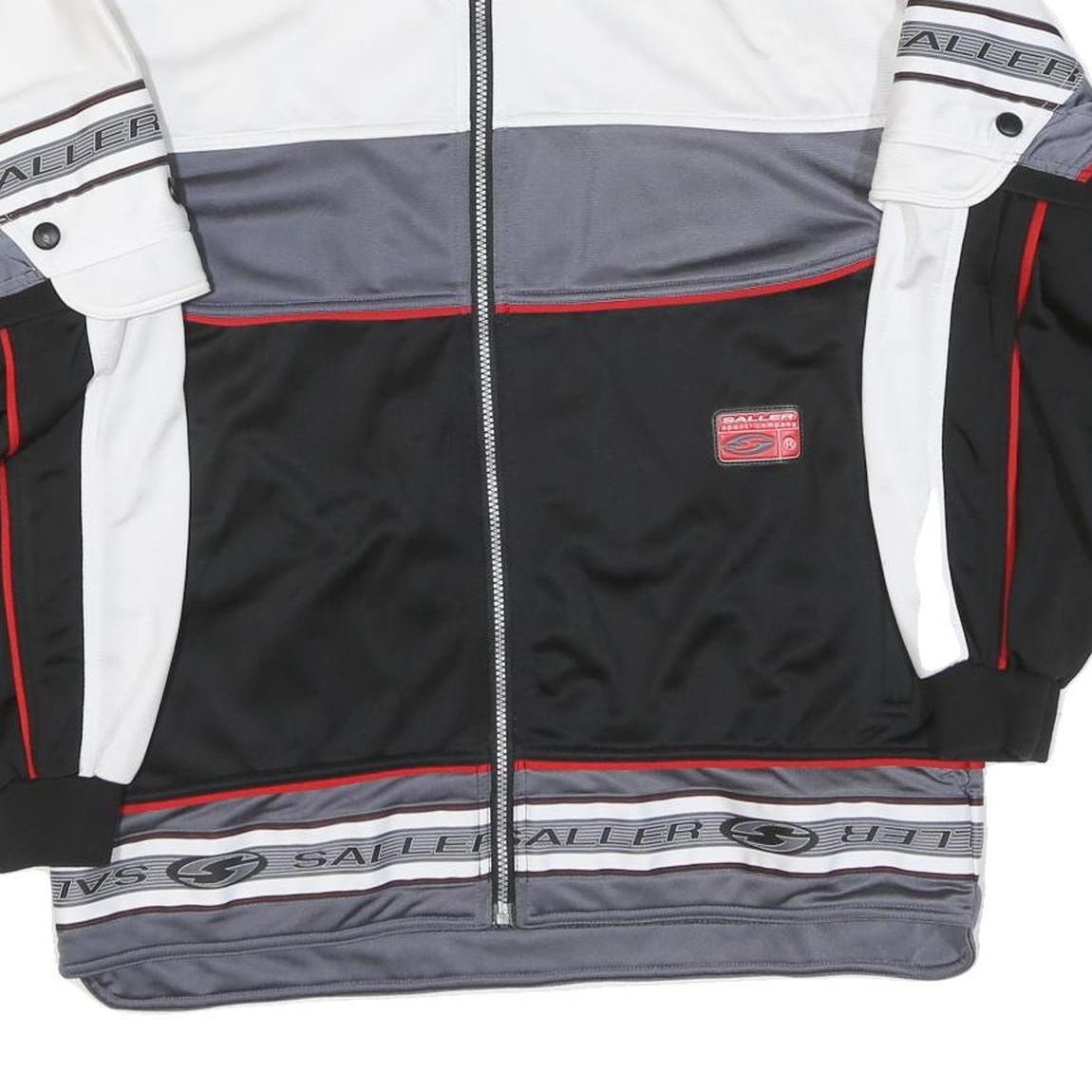 SALLER Mens White & Black Basketball Zip Polyester Blend Jacket S Sportswear