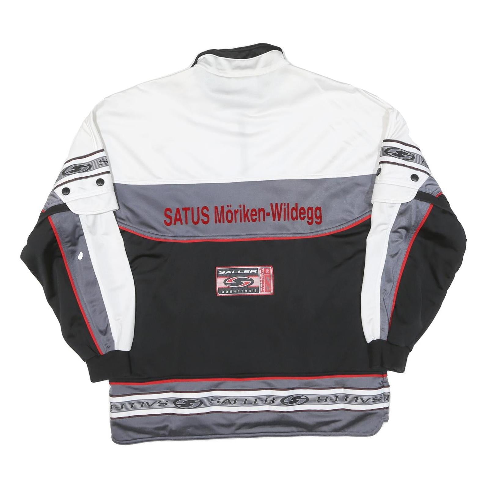 SALLER Mens White & Black Basketball Zip Polyester Blend Jacket S Sportswear