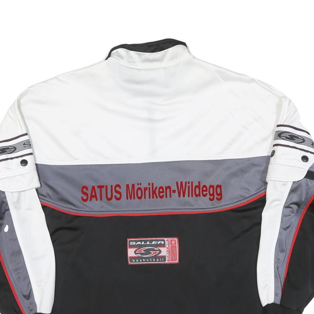 SALLER Mens White & Black Basketball Zip Polyester Blend Jacket S Sportswear