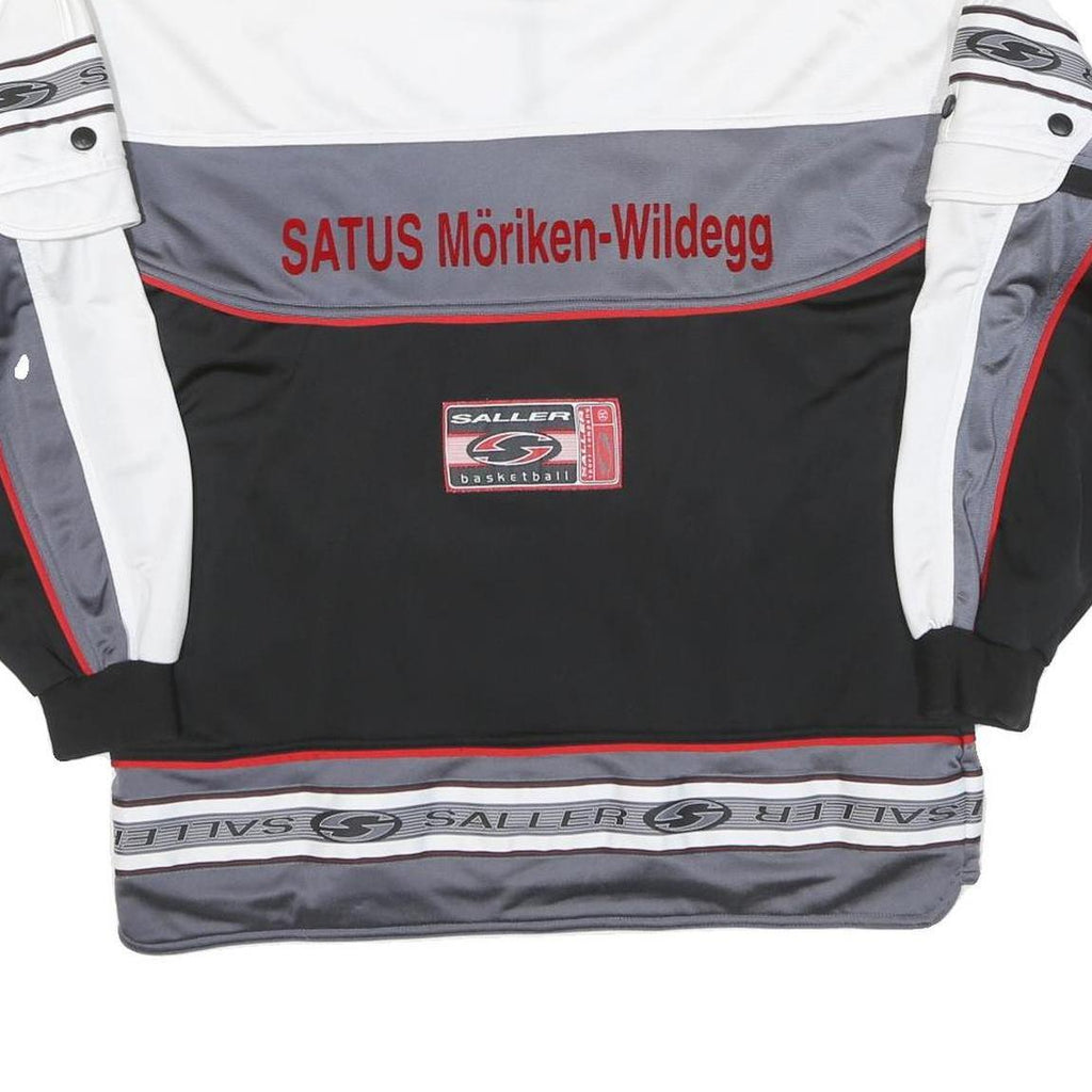 SALLER Mens White & Black Basketball Zip Polyester Blend Jacket S Sportswear