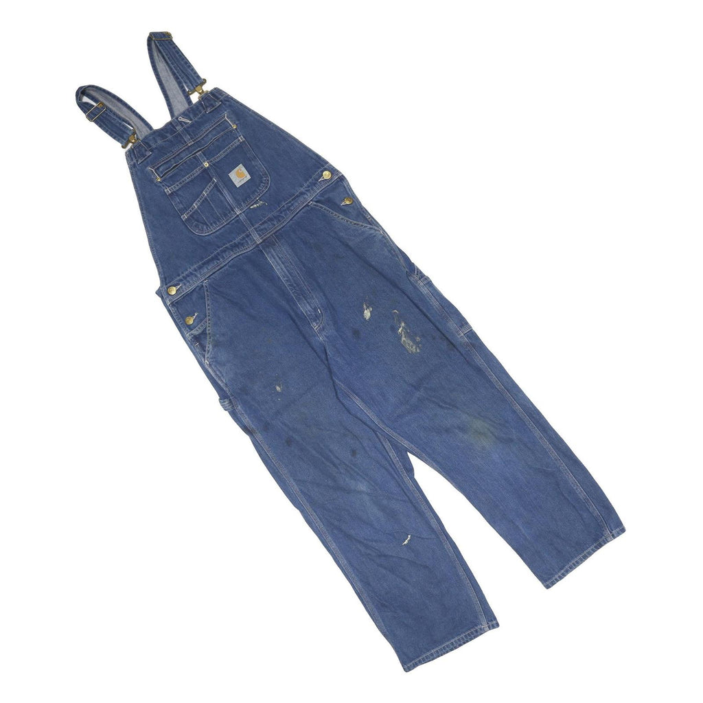 CARHARTT Mens Blue Cotton Blend Relaxed Denim Dungarees M W38 L28 Workwear