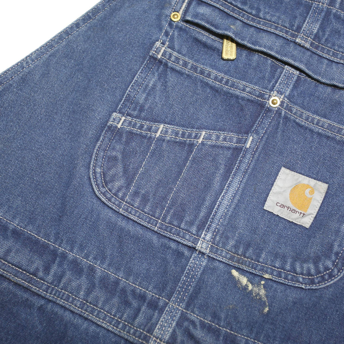 CARHARTT Mens Blue Cotton Blend Relaxed Denim Dungarees M W38 L28 Workwear