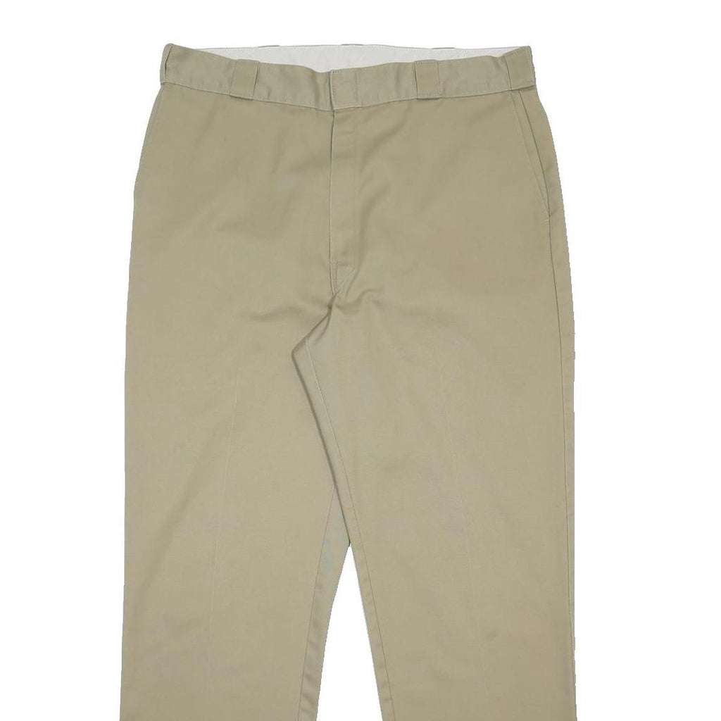 DICKIES Mens Cotton Blend Beige Regular Fit Straight Leg Trousers W38 L32