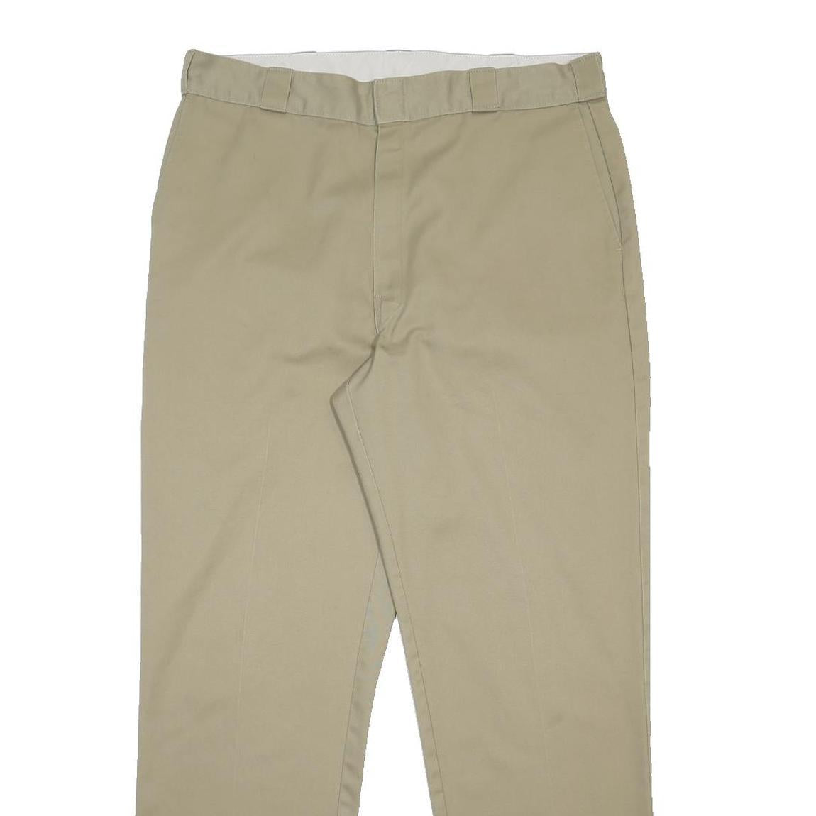 DICKIES Mens Cotton Blend Beige Regular Fit Straight Leg Trousers W38 L32