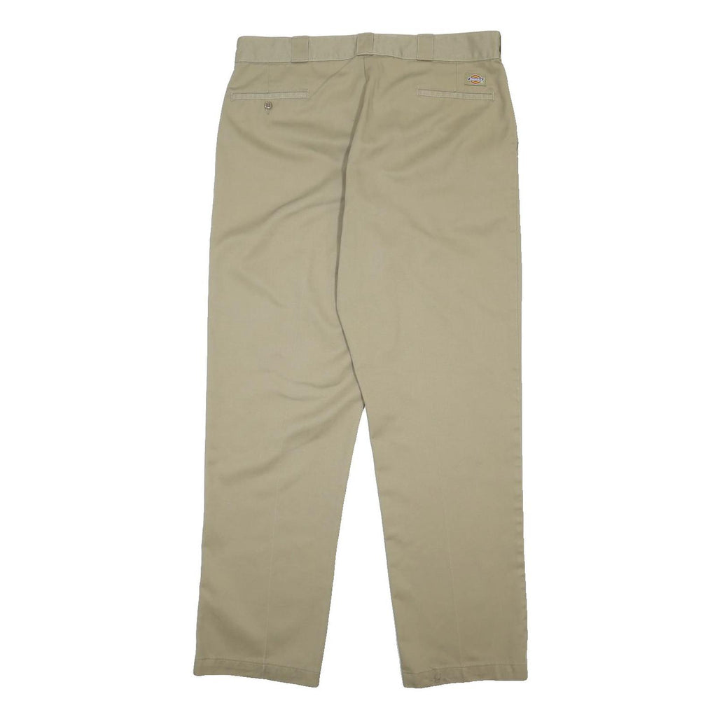 DICKIES Mens Cotton Blend Beige Regular Fit Straight Leg Trousers W38 L32