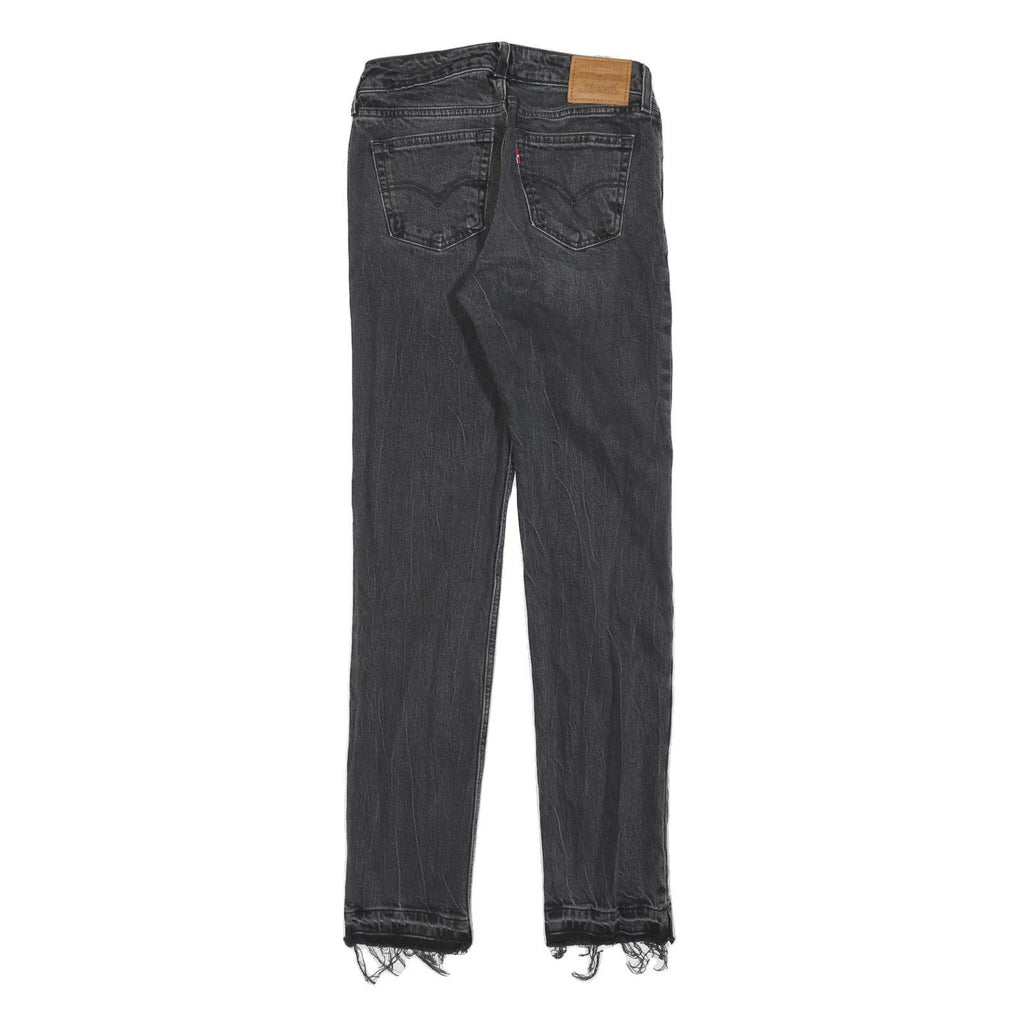 LEVI'S Womens Jeans Black Slim Skinny Denim Medium W25 L31 Distressed Hem