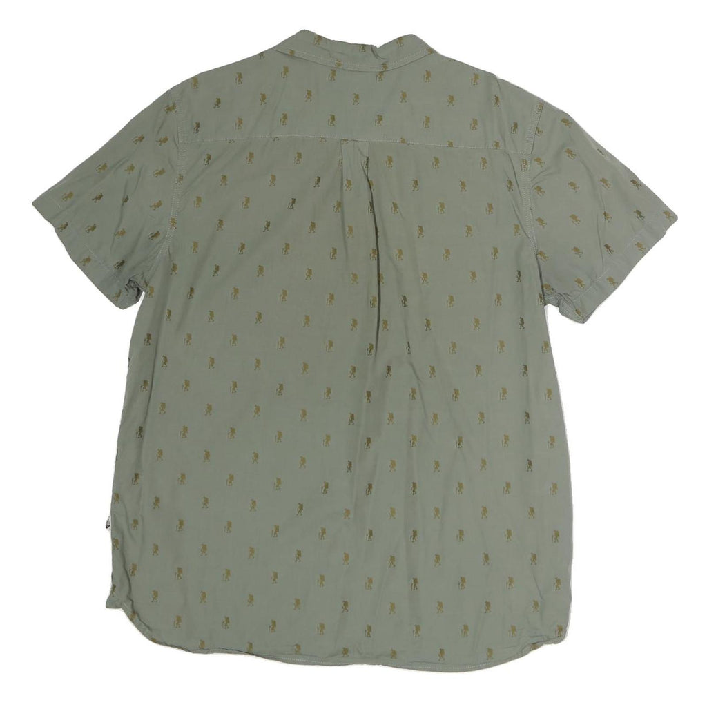 THE NORTH FACE Mens Green & Brown Shirt XL Cotton Casual Summer Short Sleeve