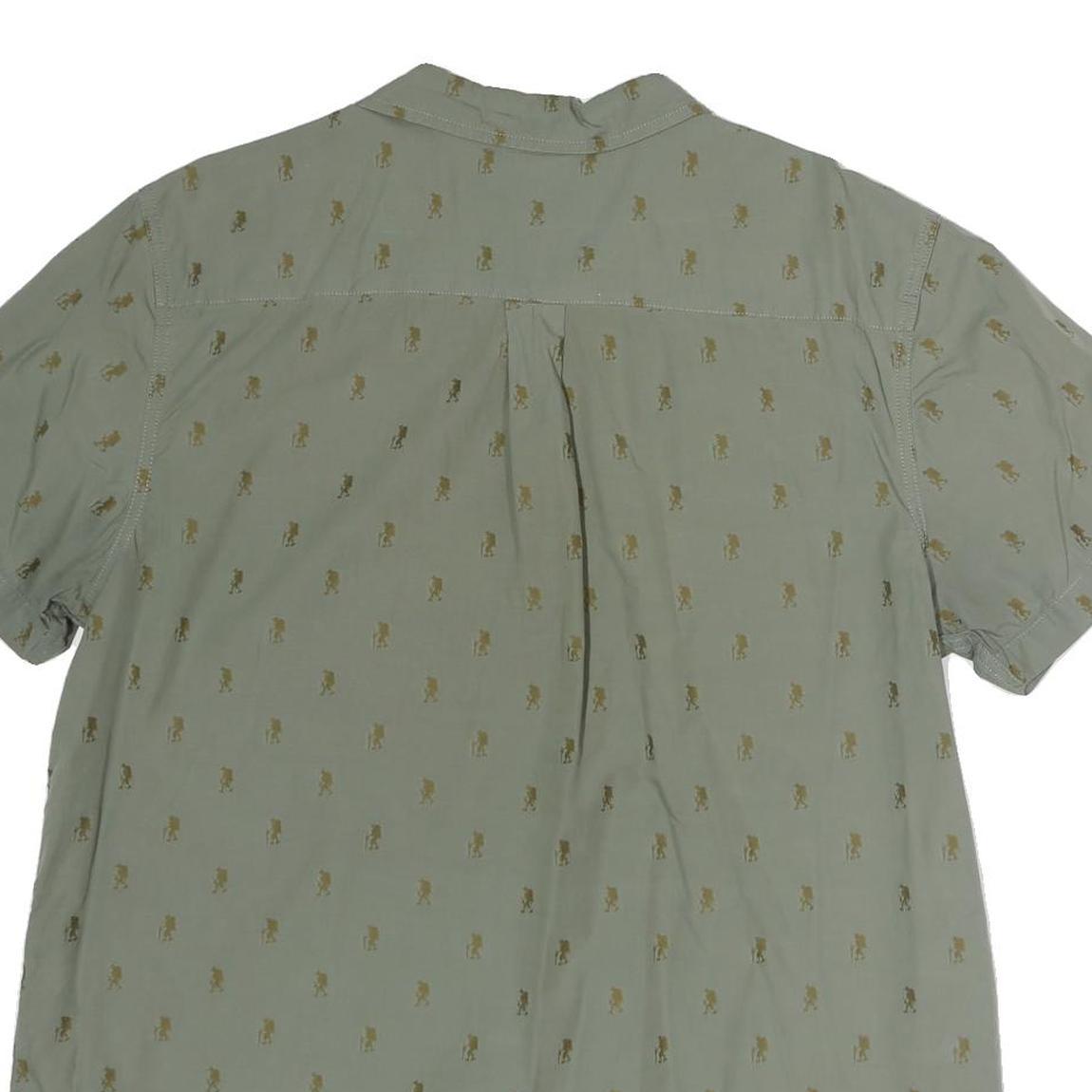 THE NORTH FACE Mens Green & Brown Shirt XL Cotton Casual Summer Short Sleeve