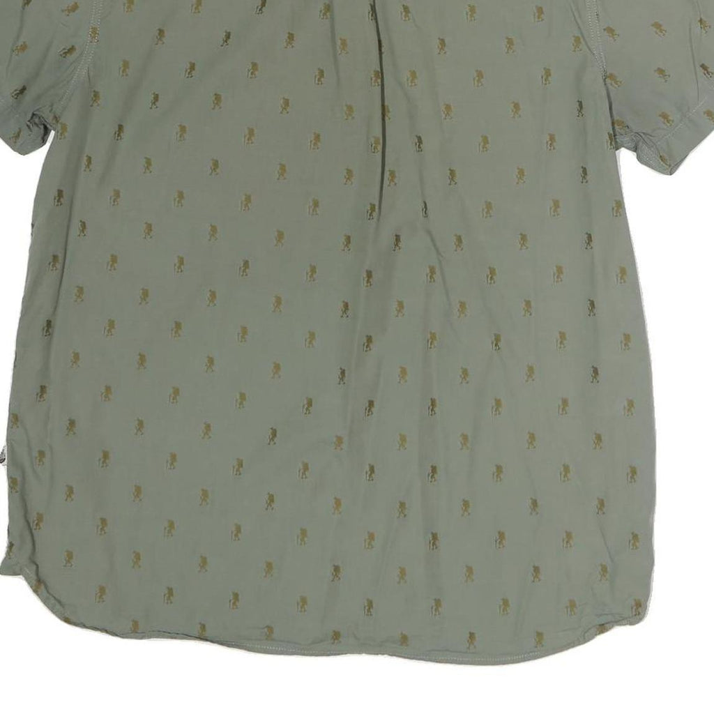 THE NORTH FACE Mens Green & Brown Shirt XL Cotton Casual Summer Short Sleeve