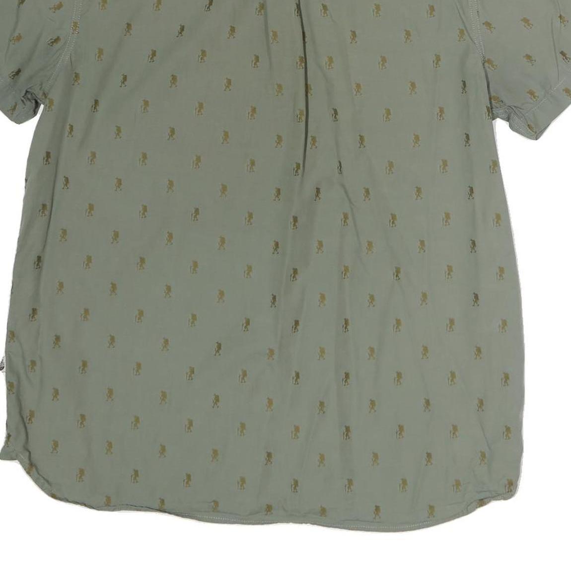 THE NORTH FACE Mens Green & Brown Shirt XL Cotton Casual Summer Short Sleeve