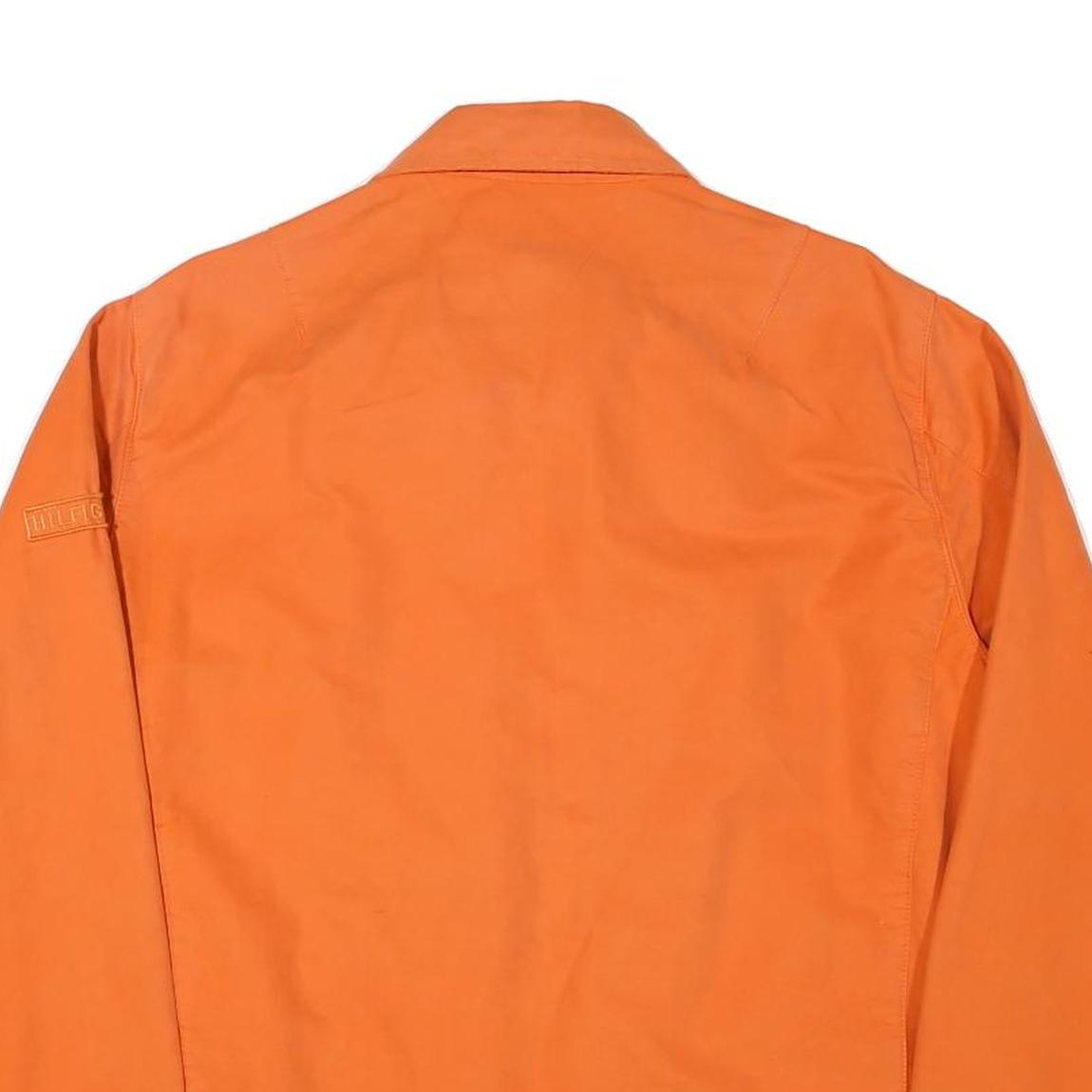 TOMMY HILFIGER Mens Orange Cotton Blend Jacket L Zip Plain Casual Lightweight