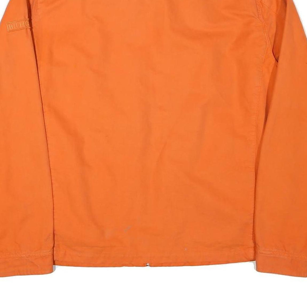 TOMMY HILFIGER Mens Orange Cotton Blend Jacket L Zip Plain Casual Lightweight
