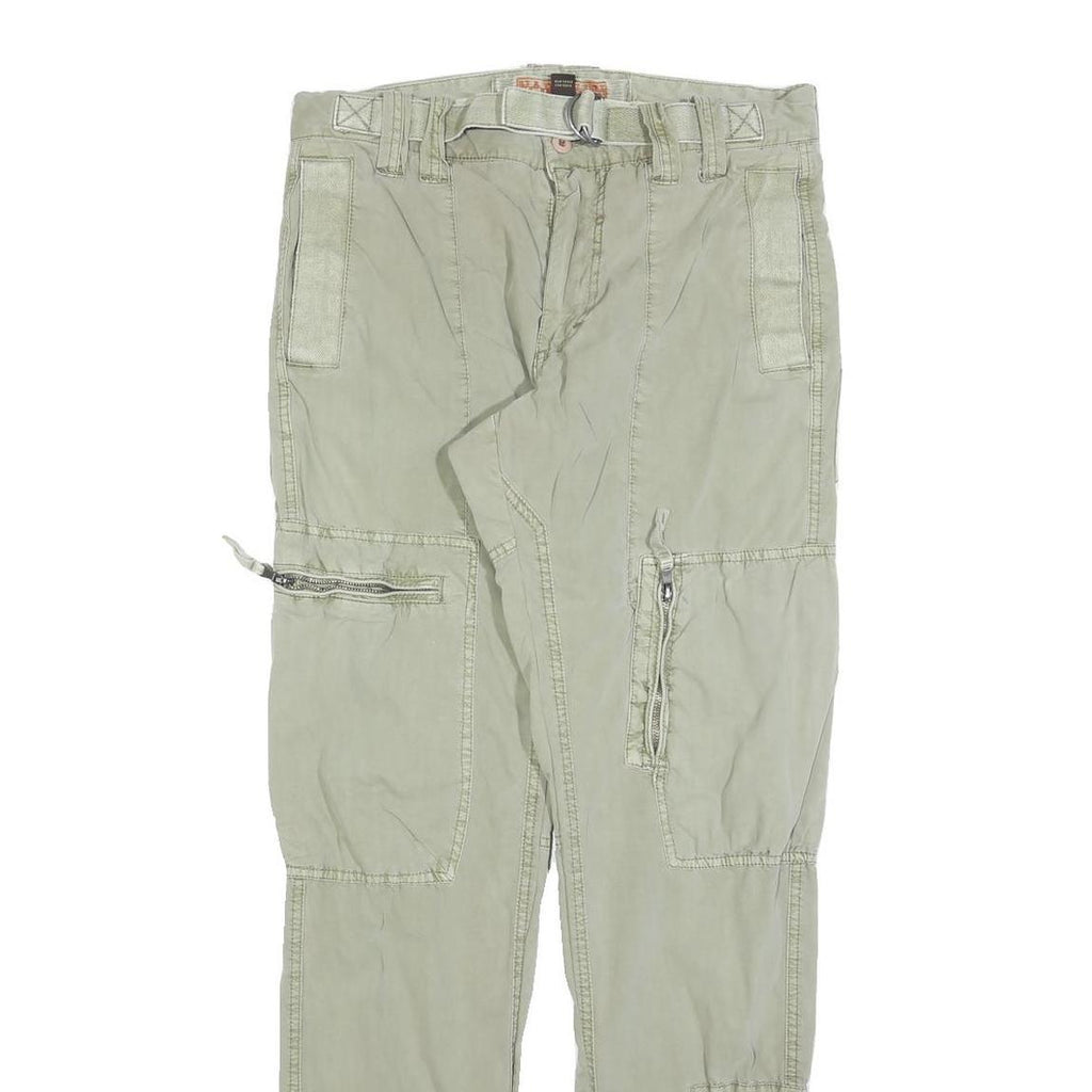 NAPAPIJRI Mens Regular Fit Beige Cotton Blend Cargo Trousers W30 L32 Utility Zip