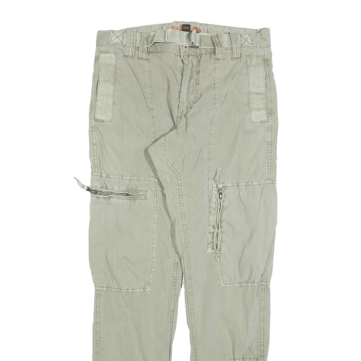 NAPAPIJRI Mens Regular Fit Beige Cotton Blend Cargo Trousers W30 L32 Utility Zip