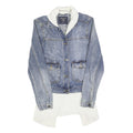 ABERCROMBIE & FITCH Womens Blue Denim & White Cotton Jacket S Button Plain
