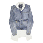 ABERCROMBIE & FITCH Womens Blue Denim & White Cotton Jacket S Button Plain