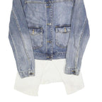 ABERCROMBIE & FITCH Womens Blue Denim & White Cotton Jacket S Button Plain