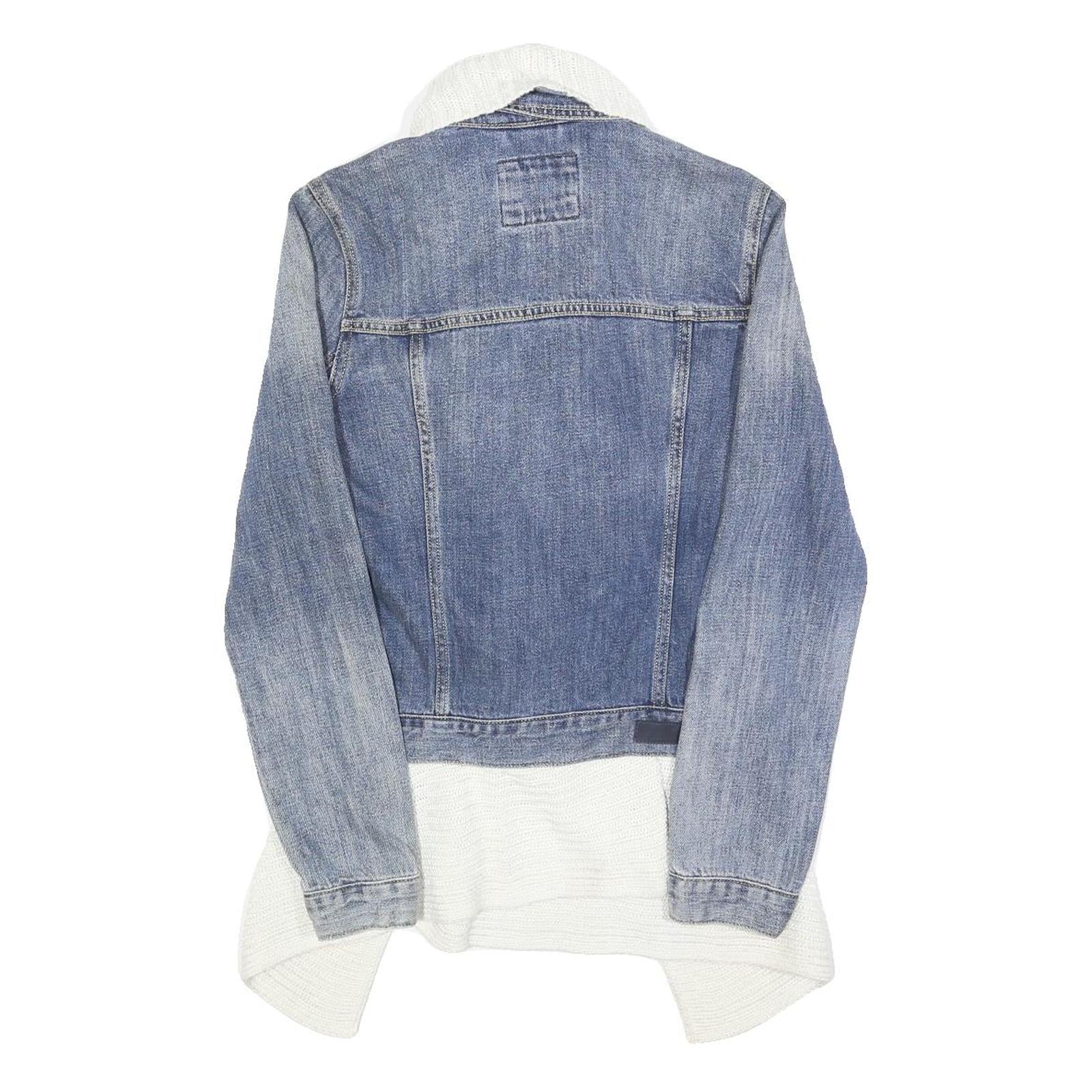 ABERCROMBIE & FITCH Womens Blue Denim & White Cotton Jacket S Button Plain