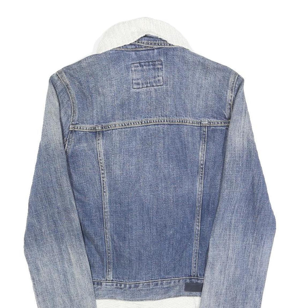 ABERCROMBIE & FITCH Womens Blue Denim & White Cotton Jacket S Button Plain