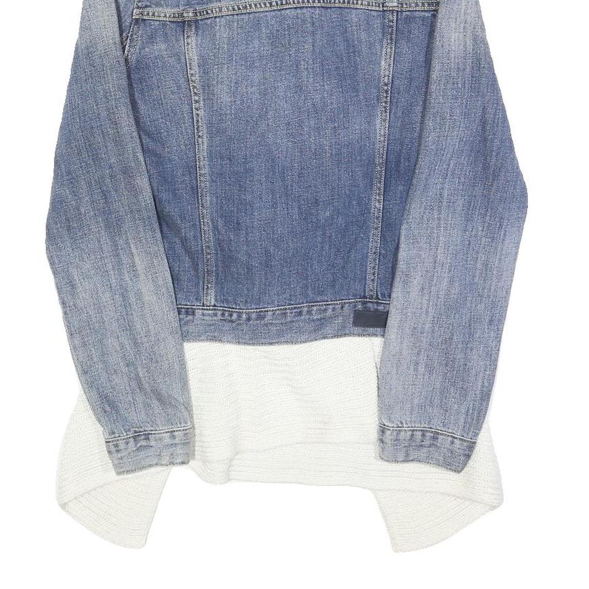 ABERCROMBIE & FITCH Womens Blue Denim & White Cotton Jacket S Button Plain