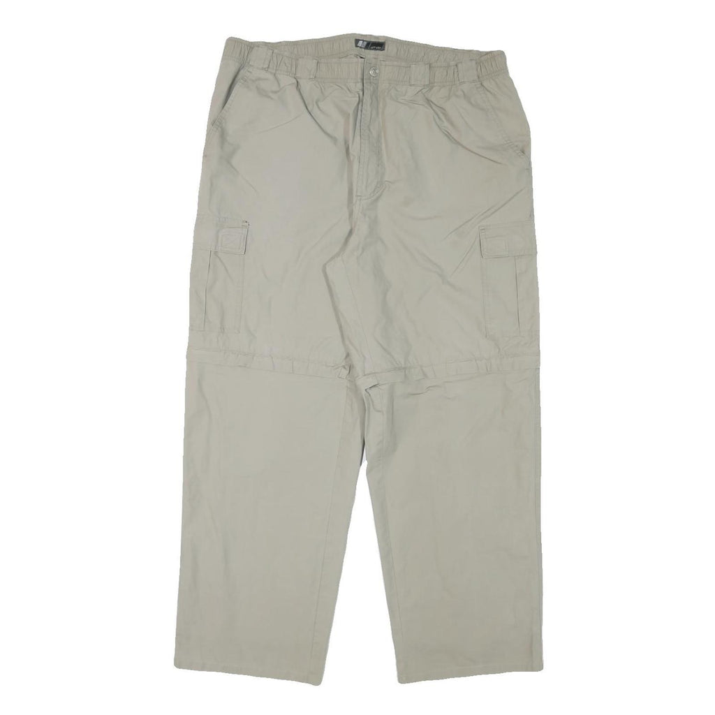 LGO Mens Relaxed Beige Polyester Blend Cargo Trousers W36 L28 Casual Outdoor Zip