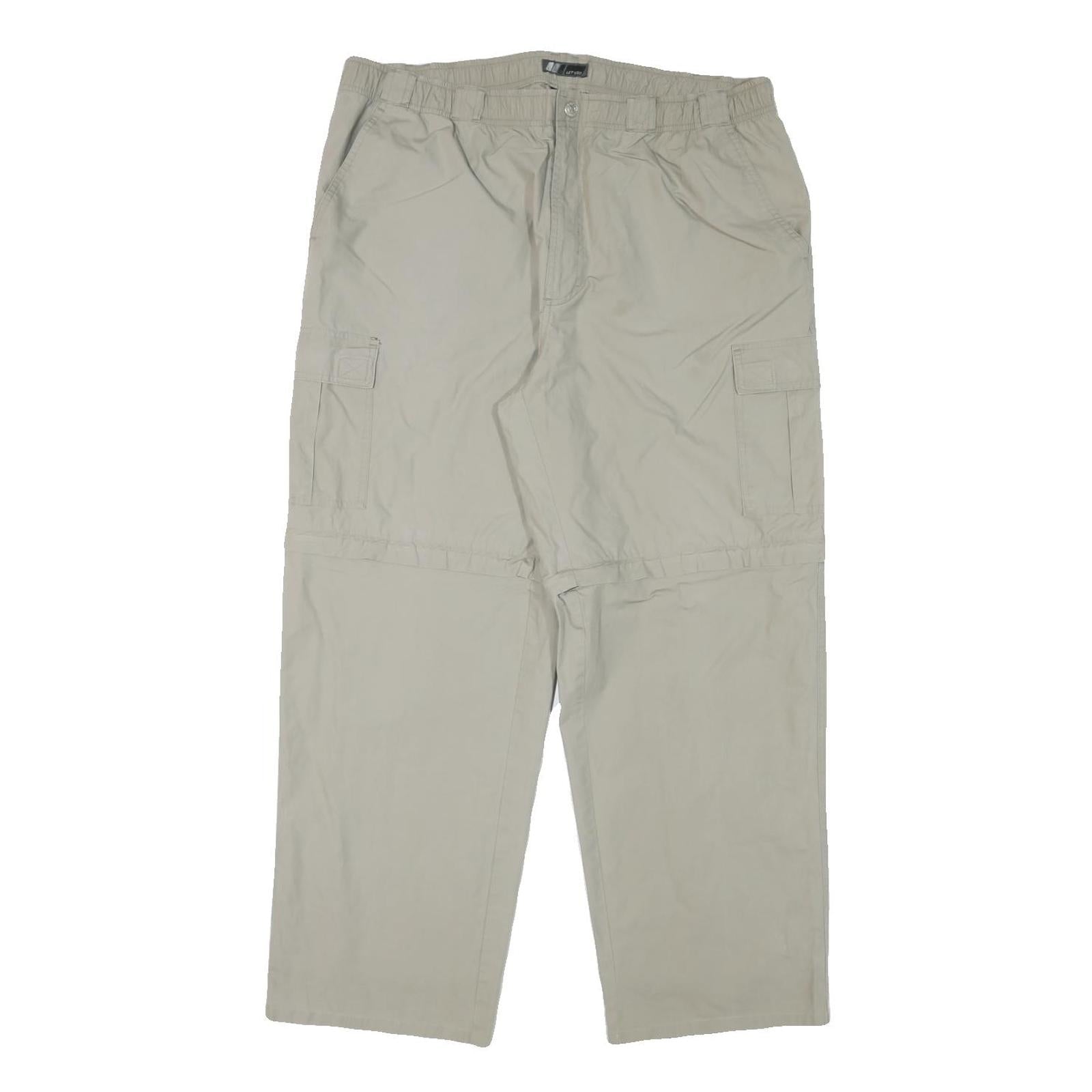 LGO Mens Relaxed Beige Polyester Blend Cargo Trousers W36 L28 Casual Outdoor Zip