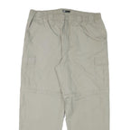 LGO Mens Relaxed Beige Polyester Blend Cargo Trousers W36 L28 Casual Outdoor Zip