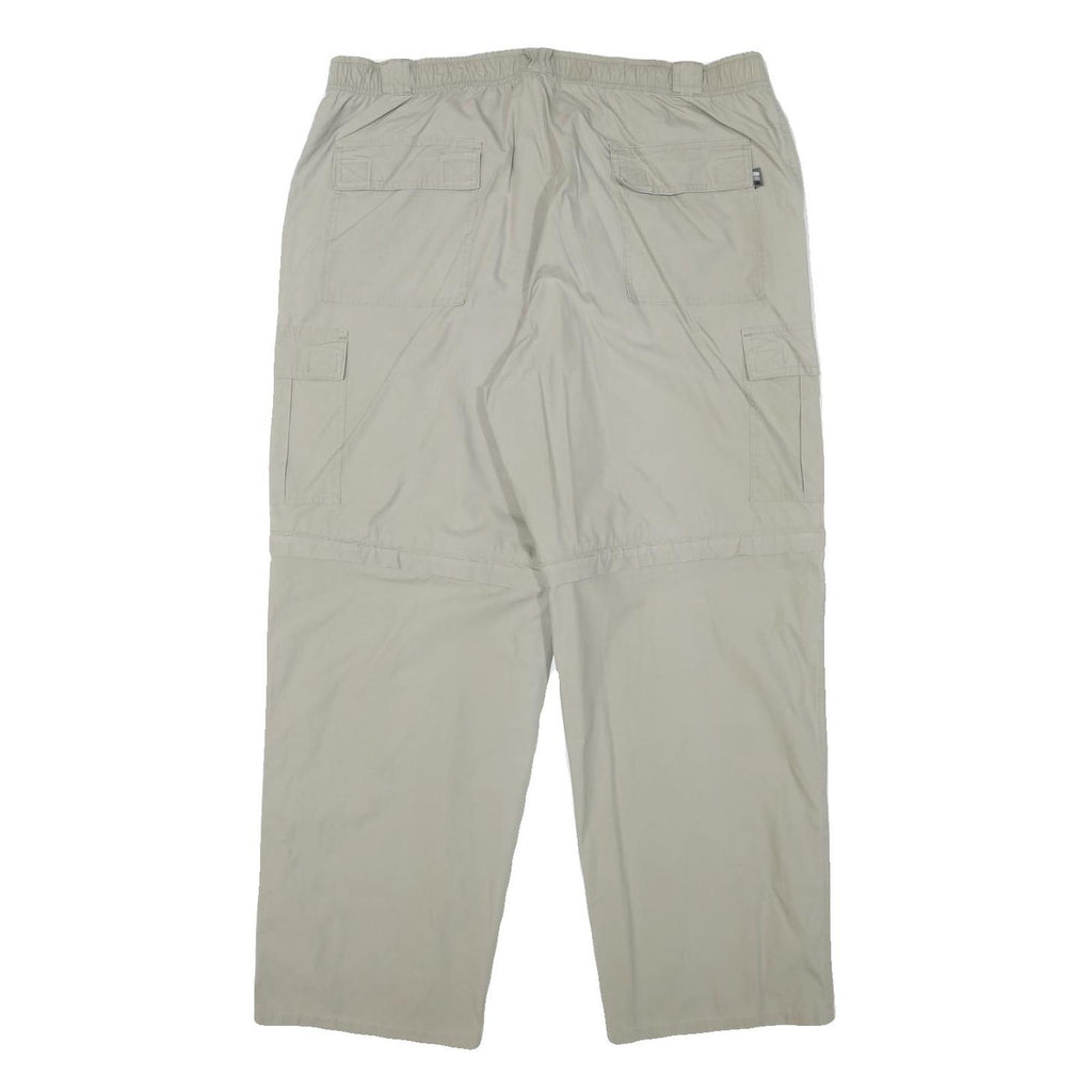 LGO Mens Relaxed Beige Polyester Blend Cargo Trousers W36 L28 Casual Outdoor Zip