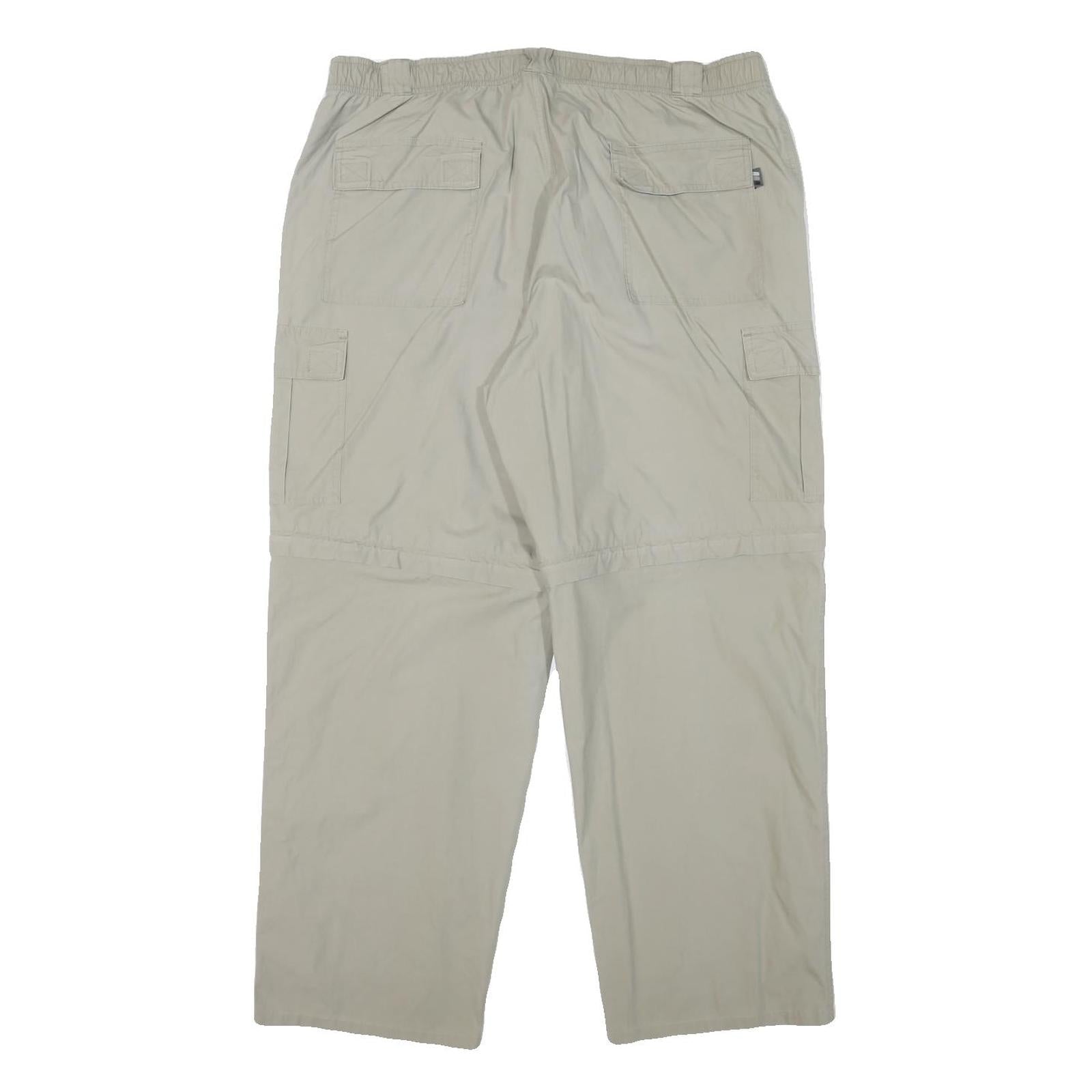 LGO Mens Relaxed Beige Polyester Blend Cargo Trousers W36 L28 Casual Outdoor Zip