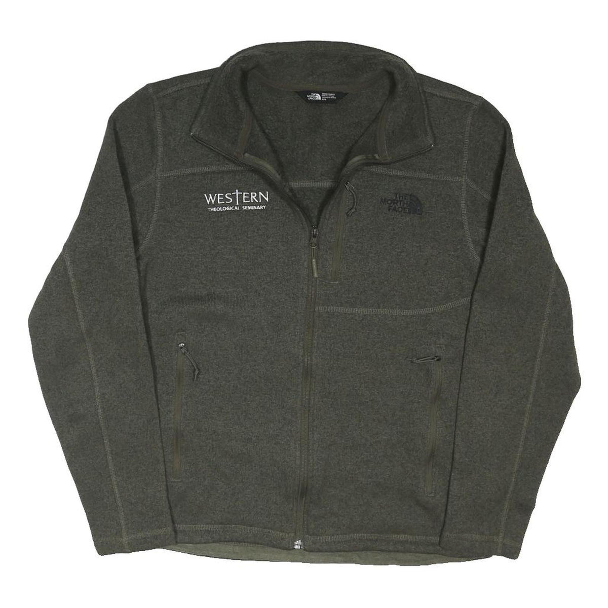 THE NORTH FACE Mens Green Jacket M Polyester Blend Zip Fleece Outdoor Casual