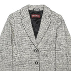 MAX MARA STUDIO Womens Black & White Wool Blend Button Jacket UK 14 Tweed