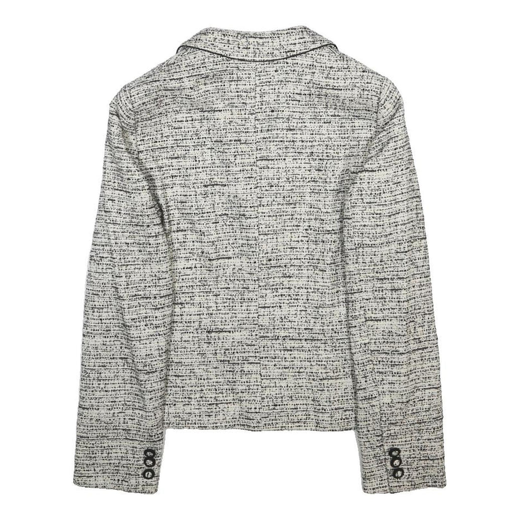 MAX MARA STUDIO Womens Black & White Wool Blend Button Jacket UK 14 Tweed