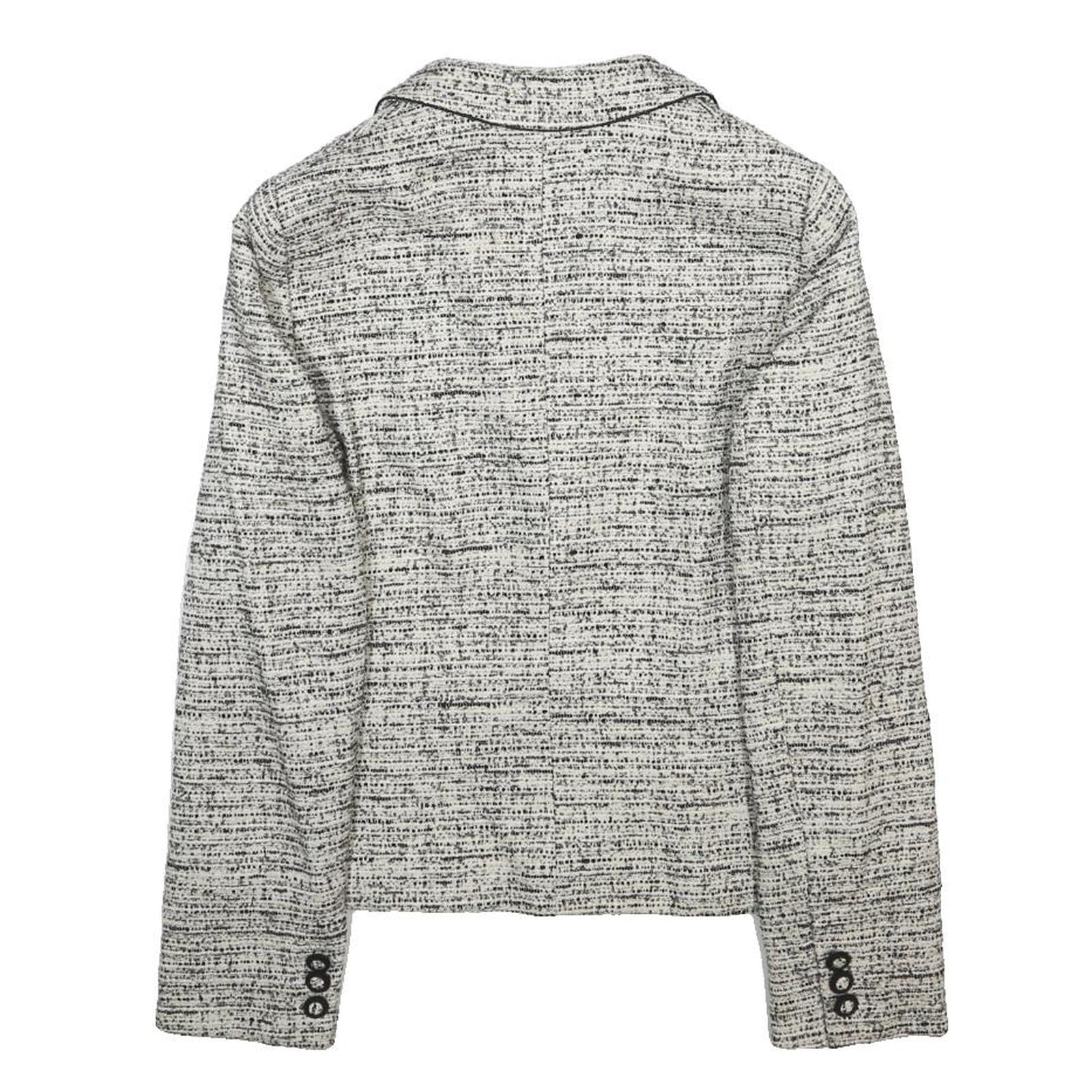MAX MARA STUDIO Womens Black & White Wool Blend Button Jacket UK 14 Tweed