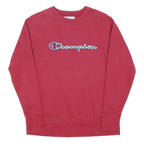 CHAMPION Mens Red Crew Neck M Cotton Blend Sweatshirt Logo Embroidered