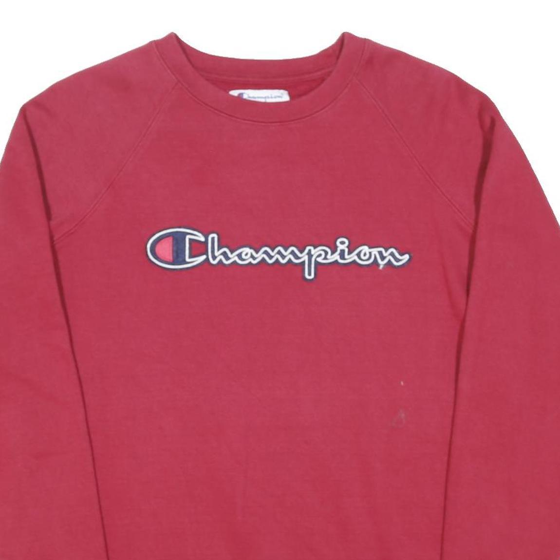 CHAMPION Mens Red Crew Neck M Cotton Blend Sweatshirt Logo Embroidered