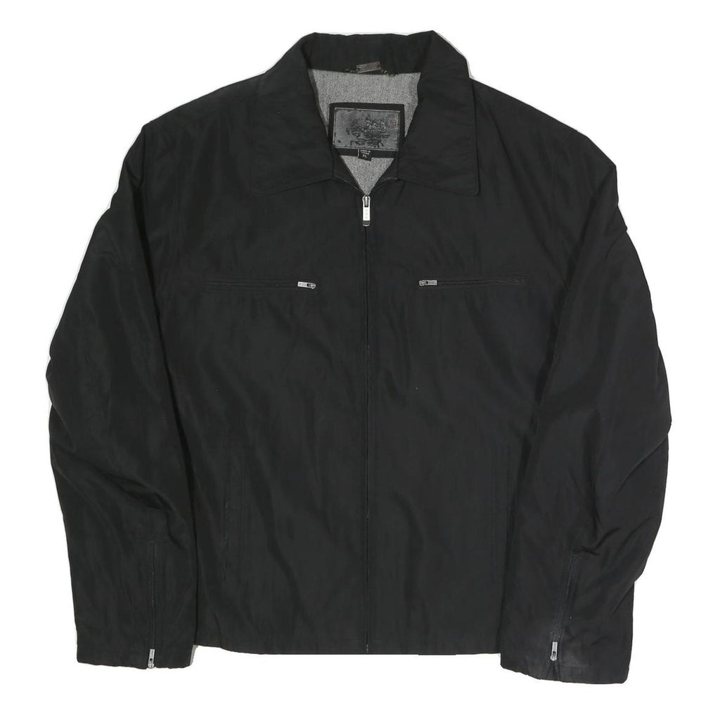 GUESS Mens Black Zip Jacket XL Polyester Blend Plain Minimalist Casual Outerwear