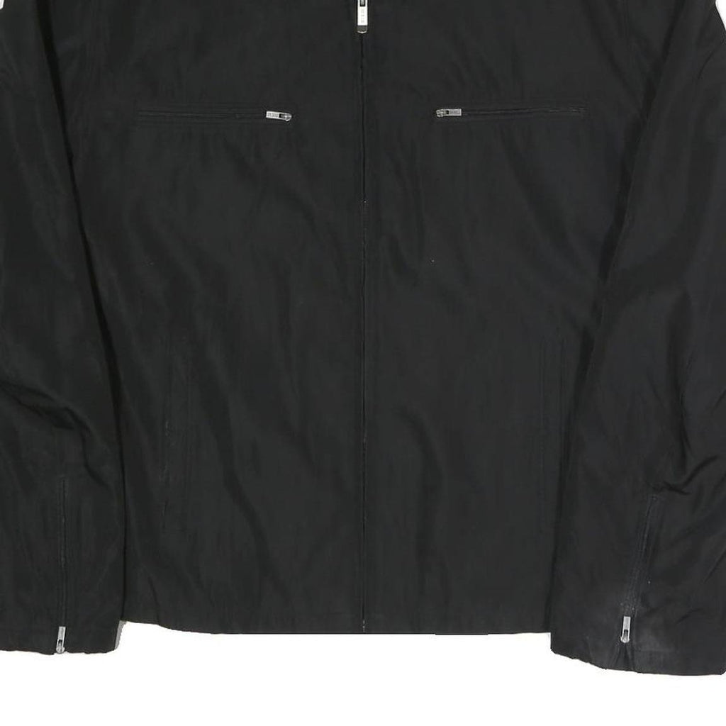 GUESS Mens Black Zip Jacket XL Polyester Blend Plain Minimalist Casual Outerwear