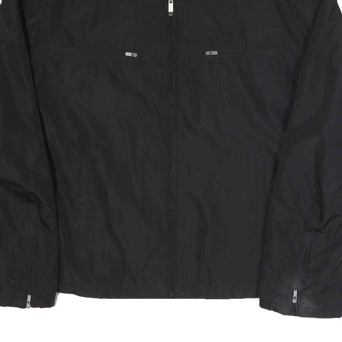 GUESS Mens Black Zip Jacket XL Polyester Blend Plain Minimalist Casual Outerwear