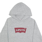 LEVI'S Womens Grey Hoodie S Cotton Blend Sweatshirt Casual Logo Pullover