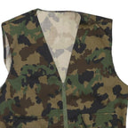 Mens Green & Brown Camouflage Zip Jacket S Polyester Blend Plain Casual Outdoor