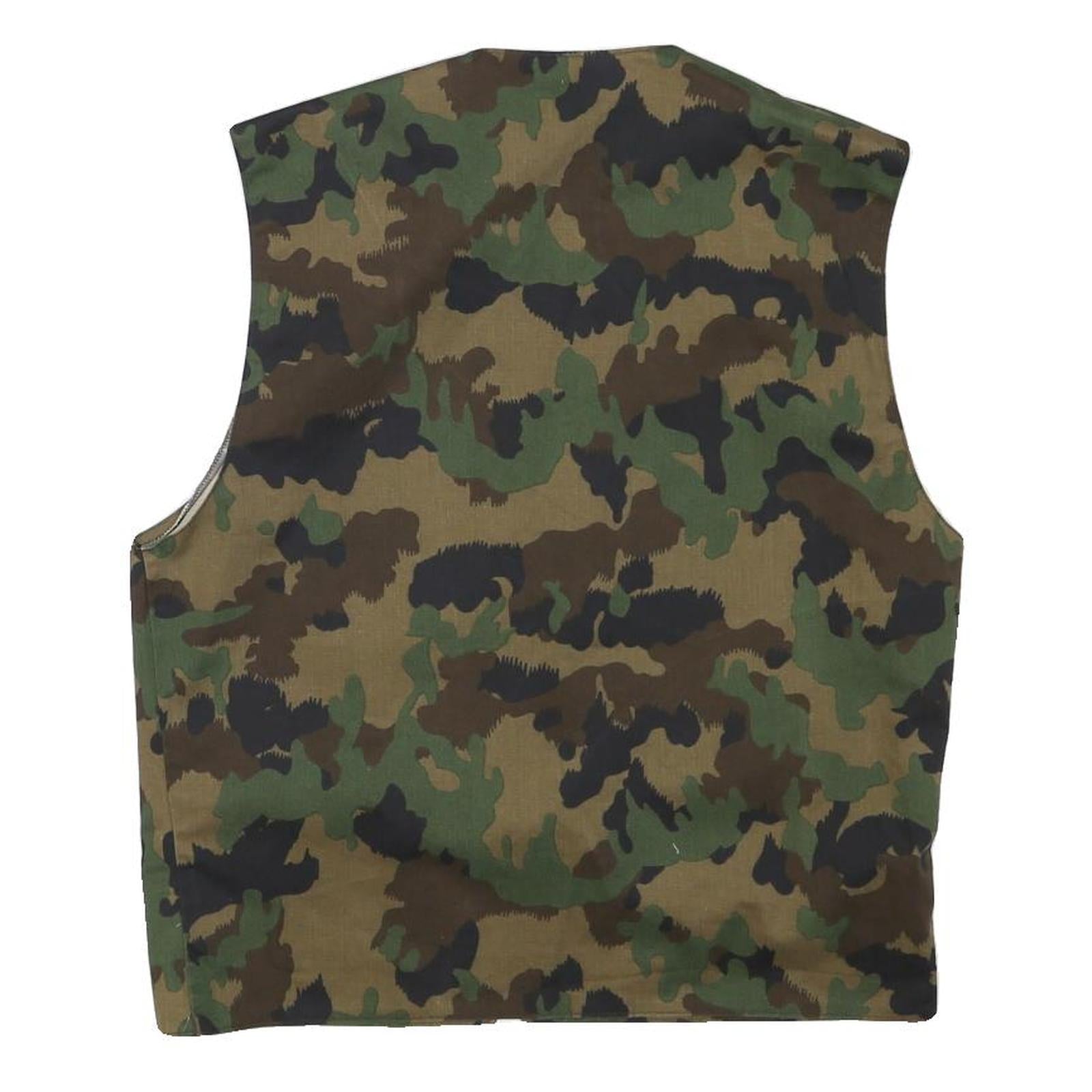 Mens Green & Brown Camouflage Zip Jacket S Polyester Blend Plain Casual Outdoor
