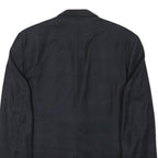 SANDRO Mens Navy Blue Wool Blend Button Jacket S Check Pattern