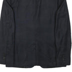SANDRO Mens Navy Blue Wool Blend Button Jacket S Check Pattern