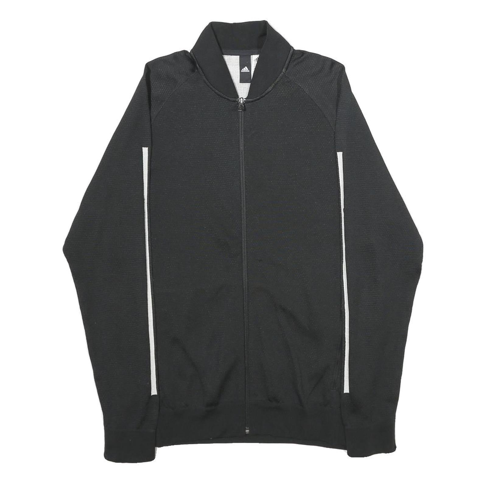 ADIDAS Mens Black White Athletic Jacket M Polyester Blend Zip Track Sportswear
